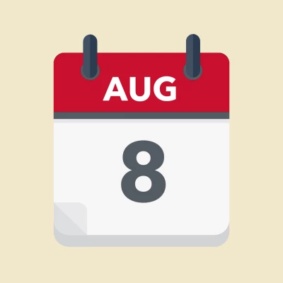 Calendar icon showing 8th August