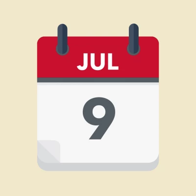Calendar icon showing 9th July